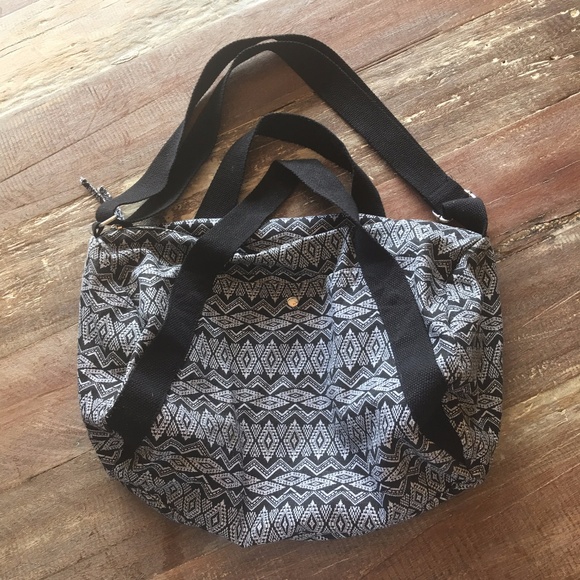 Black and white satchel handbag crossbody tote - Picture 1 of 3